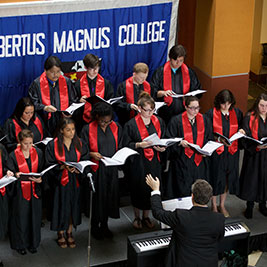 Albertus Magnus College choir. Links to Gifts of Life Insurance